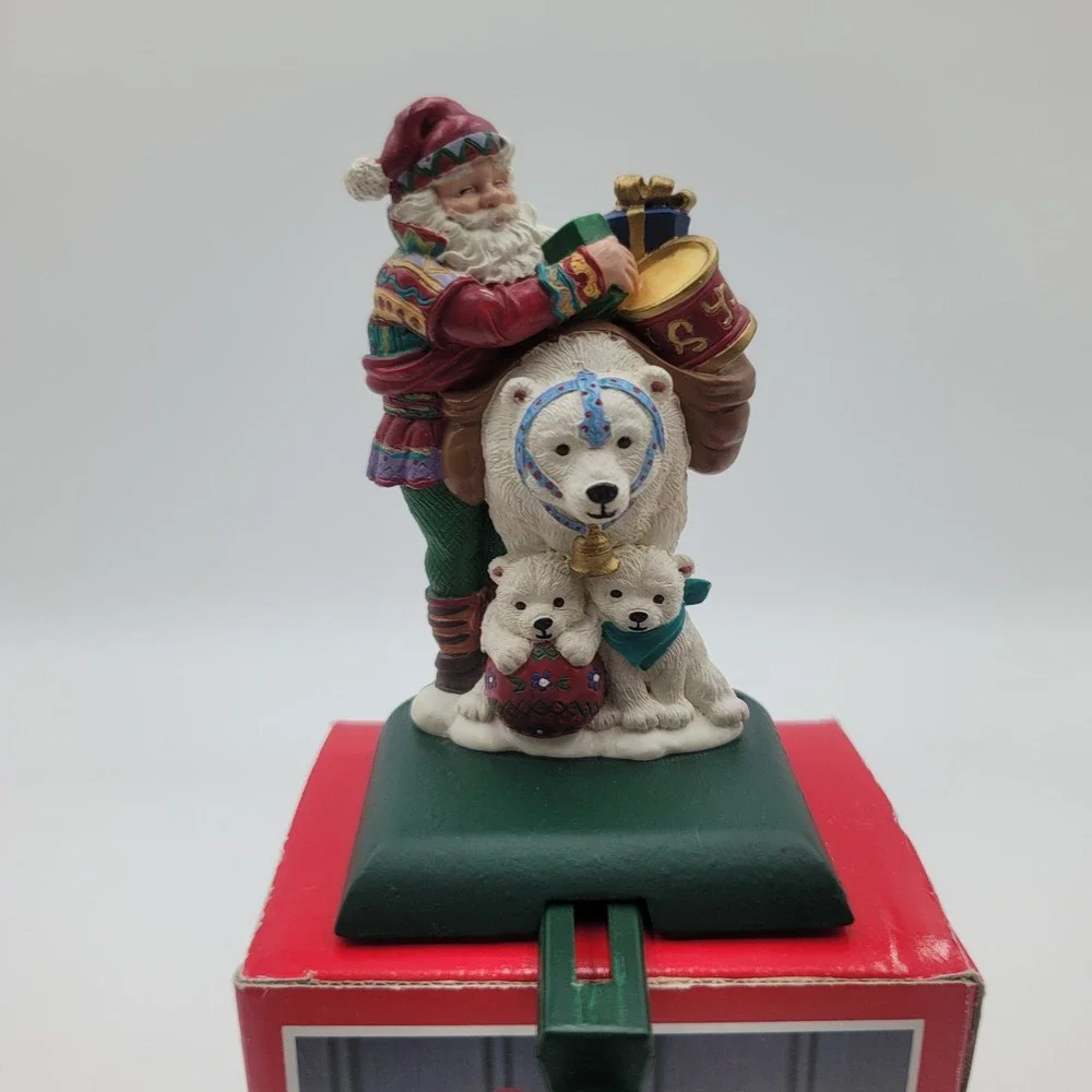 VTG Potpourri Designs 1994 Santa with Polar Bears Stocking Hanger Handpainted